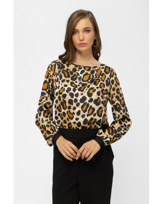 Μπλούζα σατέν naturale leopard Charm