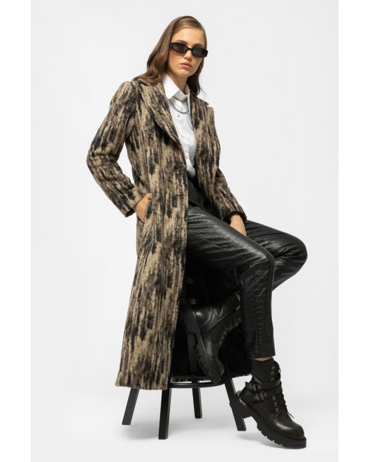 Παλτό βελούρ τιγρέ γιακάς Charm