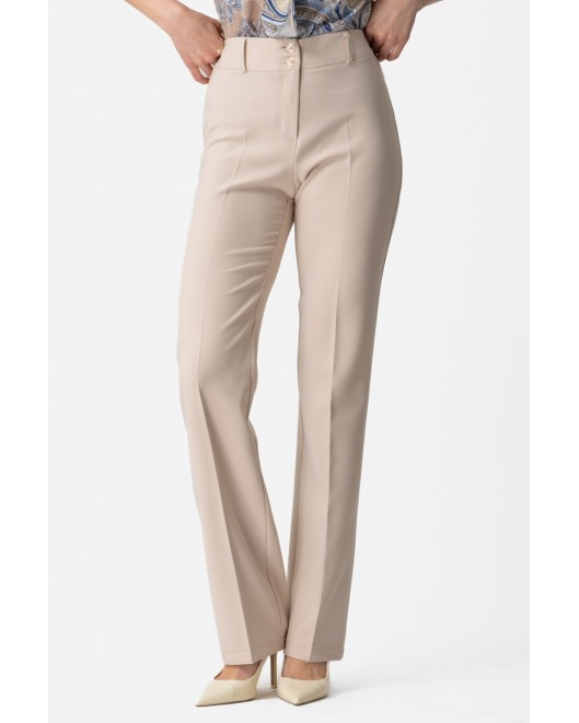 Elastic classic crepe trousers_ Muffin