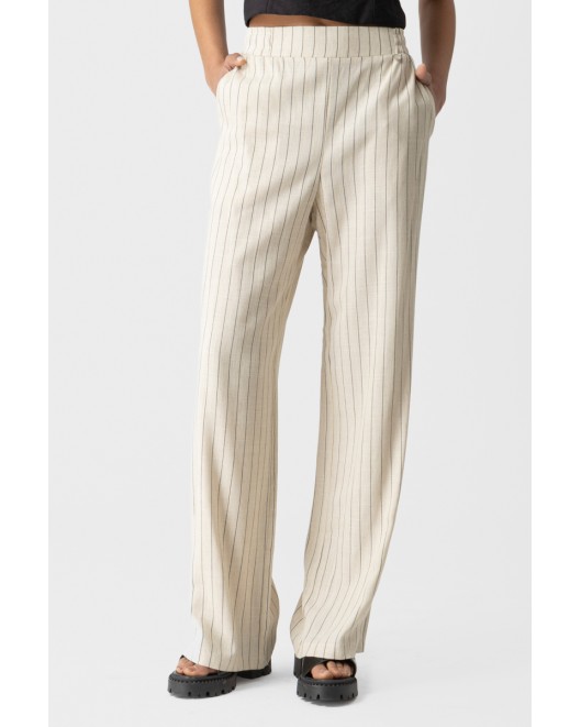 Παντελόνα ριγέ λινή λάστιχο