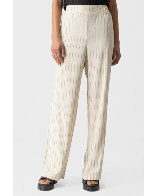 Παντελόνα ριγέ λινή λάστιχο