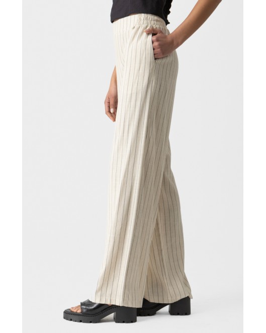 Παντελόνα ριγέ λινή λάστιχο