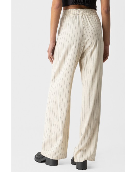 Παντελόνα ριγέ λινή λάστιχο