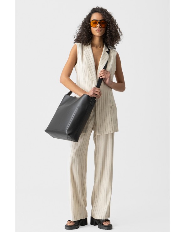 Striped linen trousers waistband