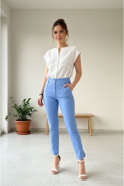 Gambardine cotton trousers cut Gambardine cotton trousers cut