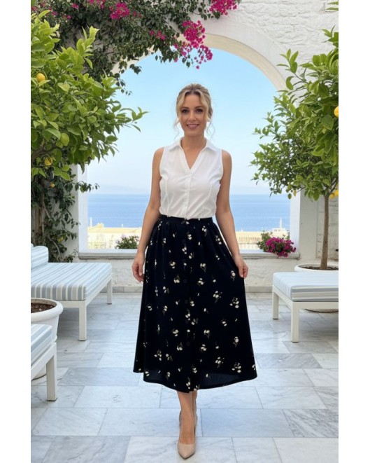 Φούστα λάστιχο κουμπιά floral