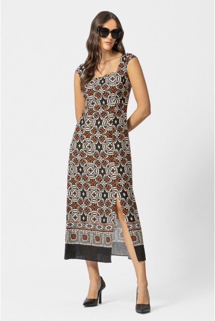 Printed linen dress Lidia