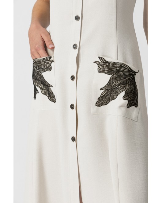 Φόρεμα linen look μοτίφ