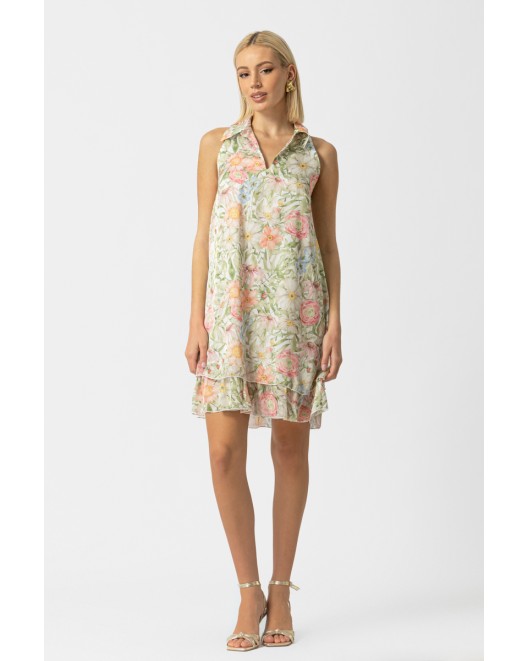 Φόρεμα αμάνικο Silky Flower