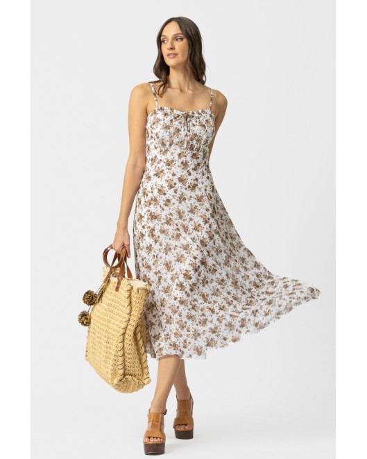 Φόρεμα διαφάνεια αμάνικο floral