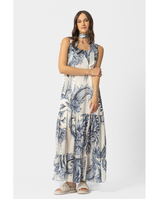 Sleevless maxi chiffon dress Lora