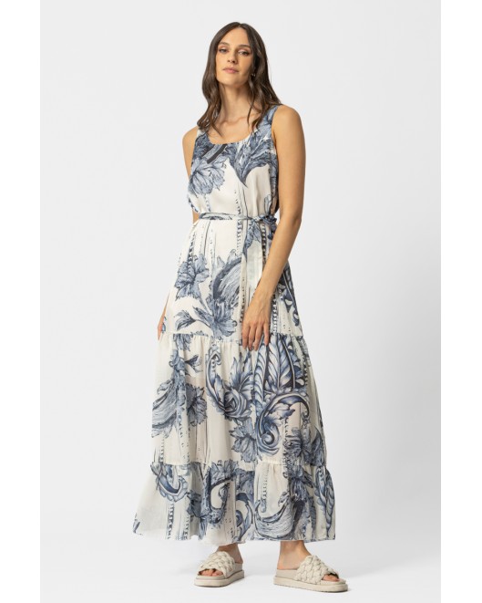 Sleevless maxi chiffon dress Lora