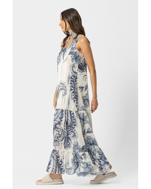 Sleevless maxi chiffon dress Lora
