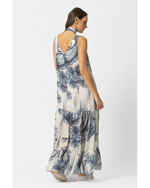 Sleevless maxi chiffon dress Lora