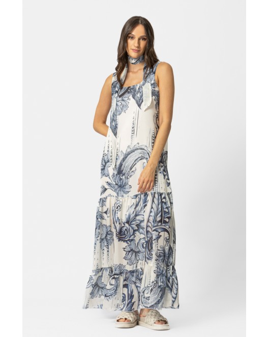 Sleevless maxi chiffon dress Lora