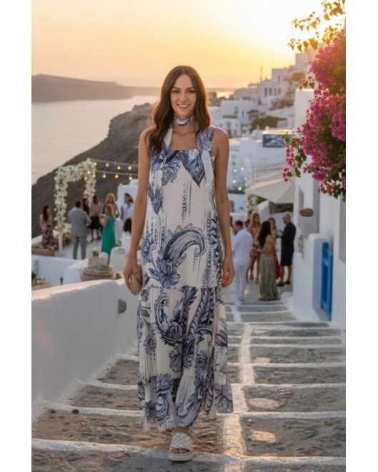 Sleevless maxi chiffon dress Lora