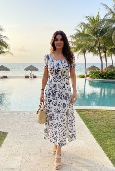 Printed Broderie dress Layla