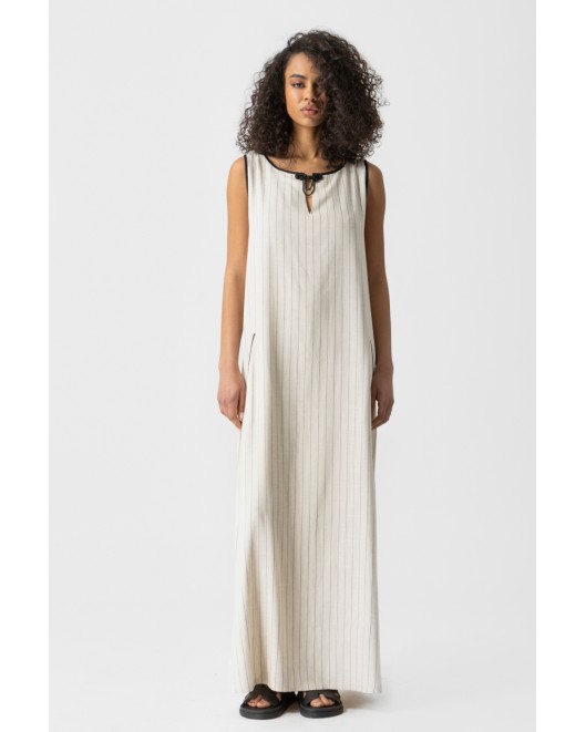Sleeveless linen striped dress