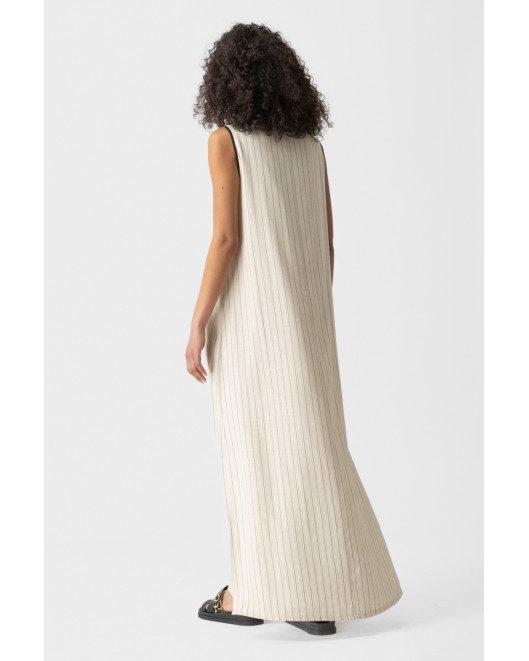 Sleeveless linen striped dress