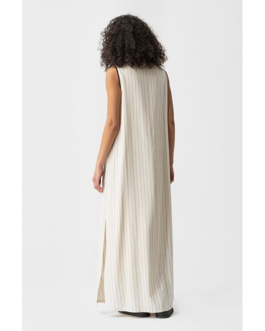 Sleeveless linen striped dress