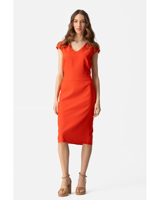Φόρεμα κρεπ κοντομάνικο ΙΣΙΑ ΓΡΑΜΜΗ