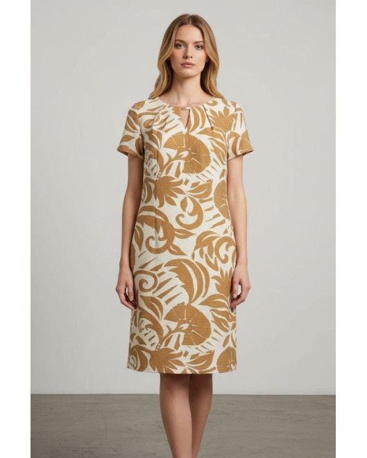 Printed linen style dress