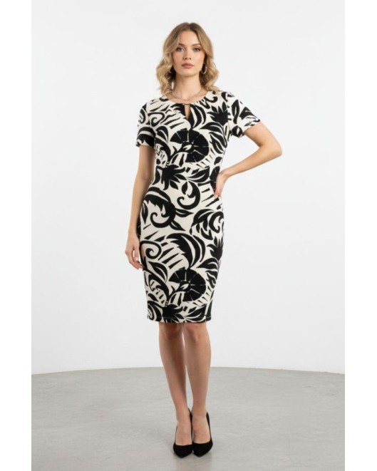 Printed linen style dress