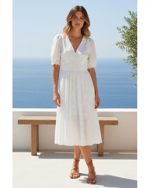 Φόρεμα broderie βαμβακερό Carla