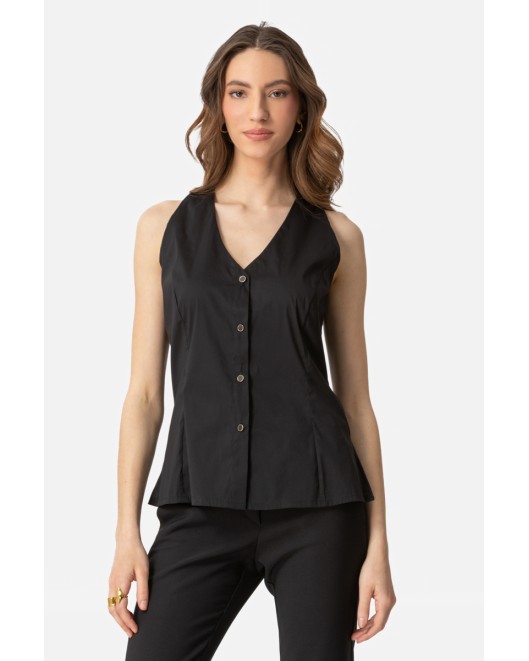 Πουκάμισο αμάνικο ποπλίνα Carolina