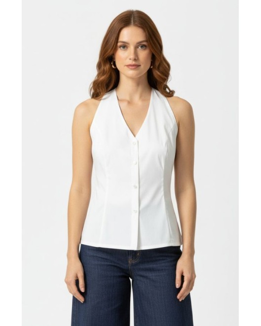 Πουκάμισο αμάνικο ποπλίνα Carolina