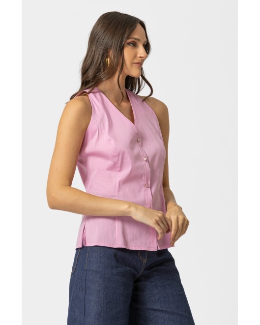 Πουκάμισο αμάνικο ποπλίνα Carolina