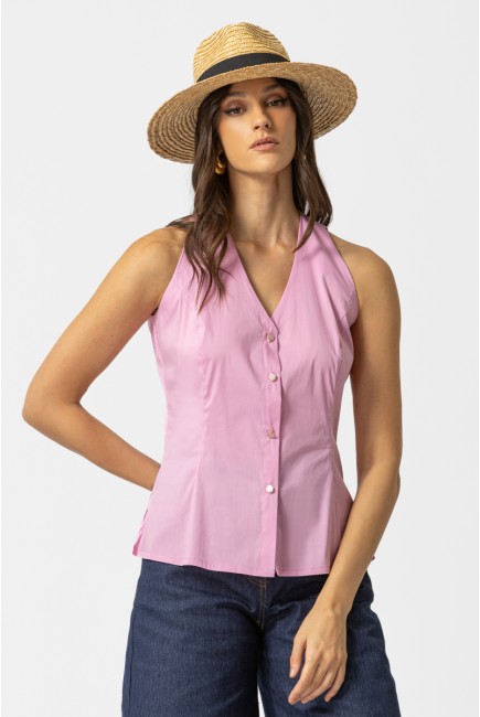 Πουκάμισο αμάνικο ποπλίνα Carolina Πουκάμισο αμάνικο ποπλίνα Carolina