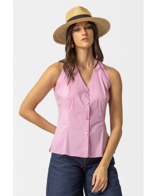 Πουκάμισο αμάνικο ποπλίνα Carolina