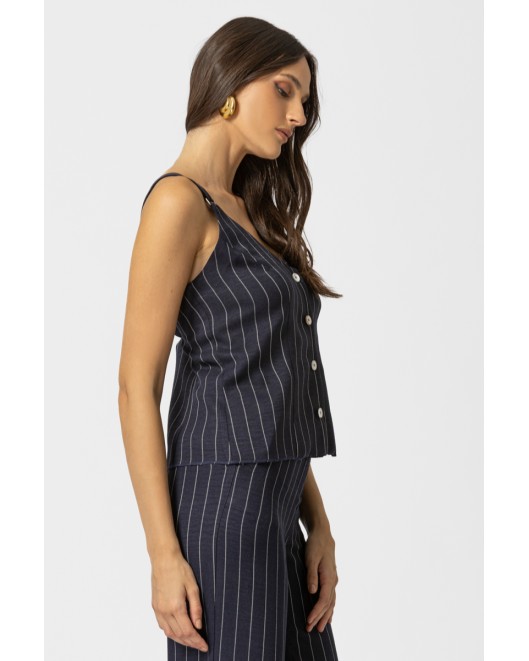 Linen look striped sleeveless top STRAIGHT LINE