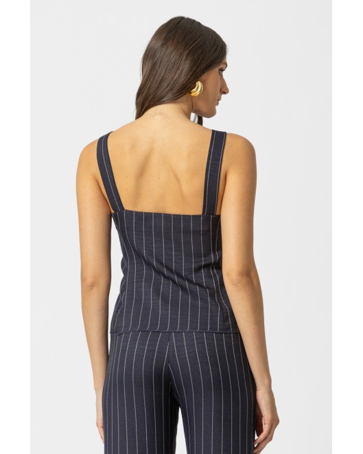 Linen look striped sleeveless top STRAIGHT LINE