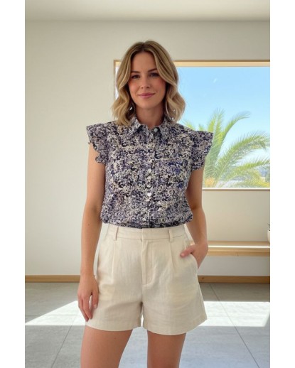 Πουκάμισο floral βολάν Linda