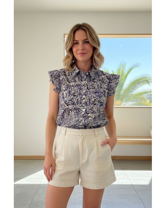 Πουκάμισο floral βολάν Linda