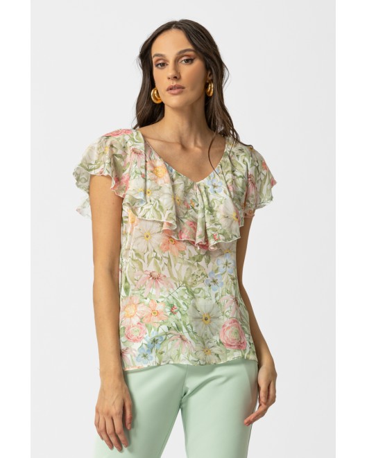 Μπλούζα διαφάνεια εμπριμέ Silky