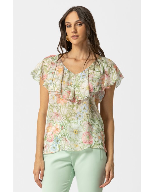 Μπλούζα διαφάνεια εμπριμέ Silky