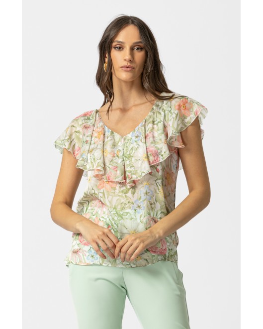 Μπλούζα διαφάνεια εμπριμέ Silky