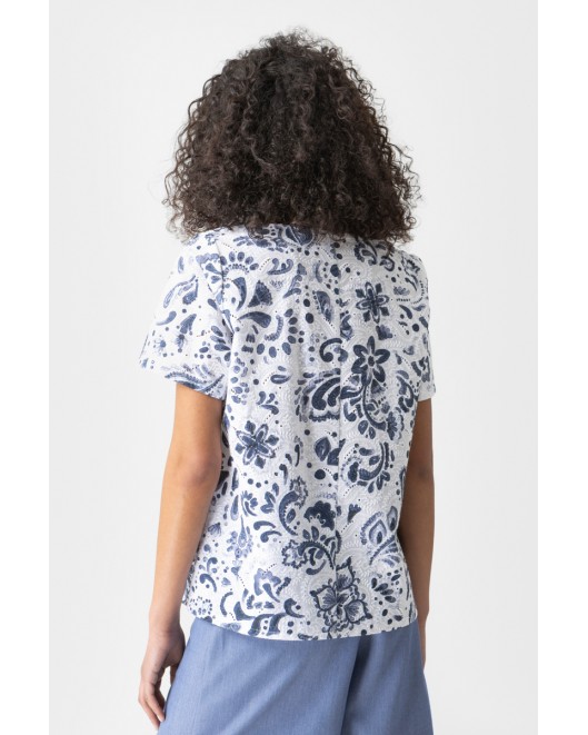 Μπλούζα εμπριμέ Broderie