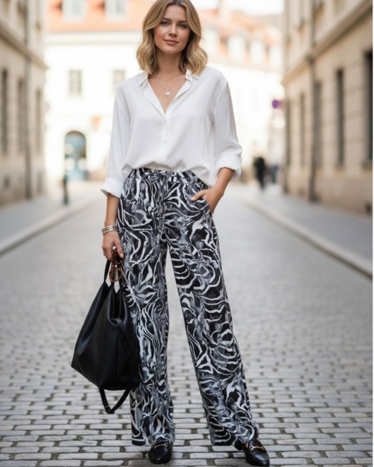 Παντελόνι ασπρόμαυρο λάστιχο