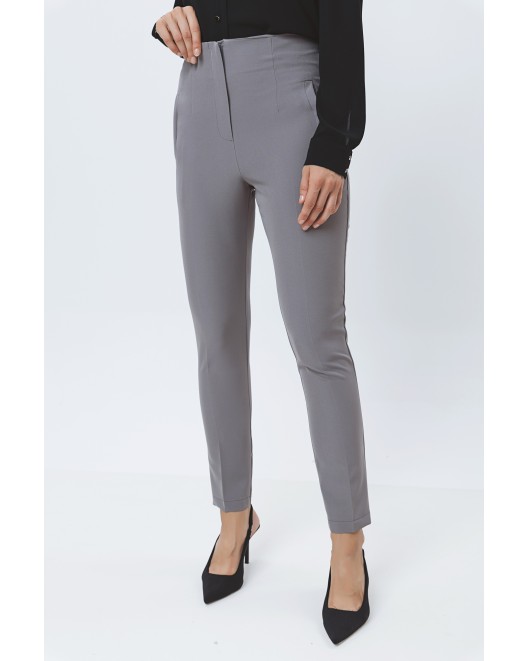 Παντελόνι Muffin ψηλόμεσο σε κρεπ ύφασμα με τσάκιση ΙΣΙΑ ΓΡΑΜΜΗ