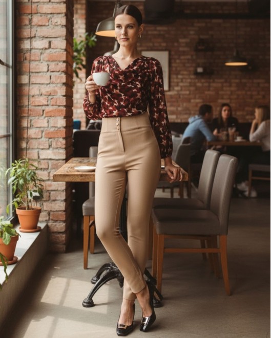 Παντελόνι ψηλόμεσο Melange