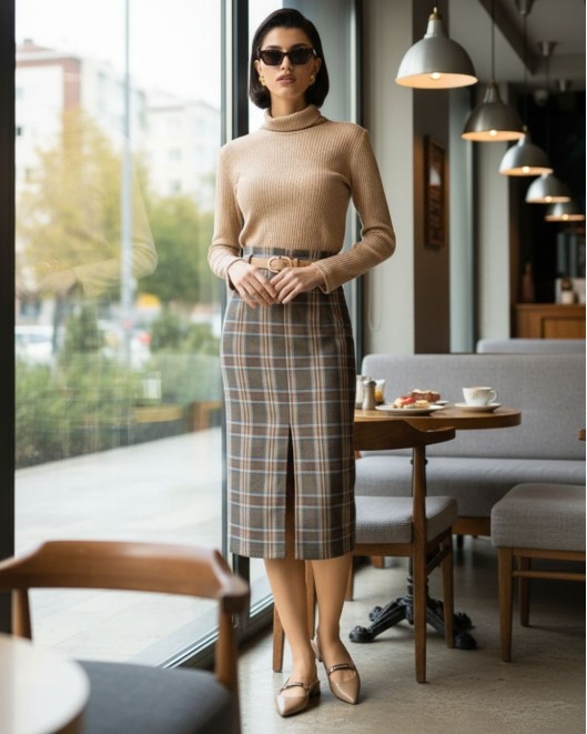 Φούστα καρώ Lurex MIDI