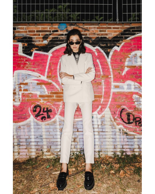 Crepe jacket muffin double buttons SLIM FIT