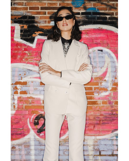 Crepe jacket muffin double buttons SLIM FIT