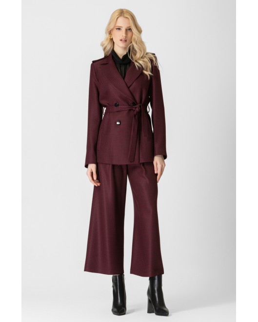 Trousers Pied de Poule Bordeaux STRAIGHT LINE