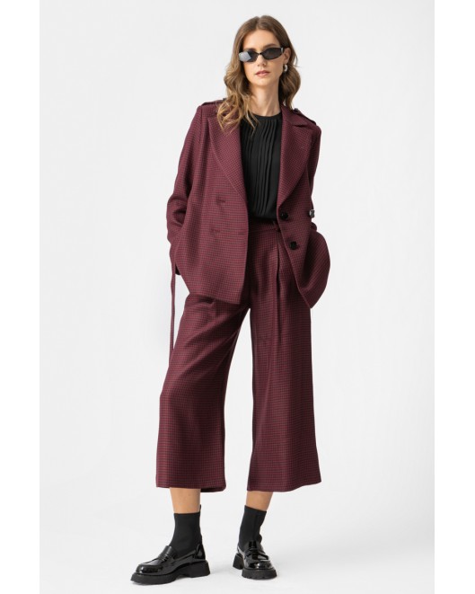 Trousers Pied de Poule Bordeaux STRAIGHT LINE