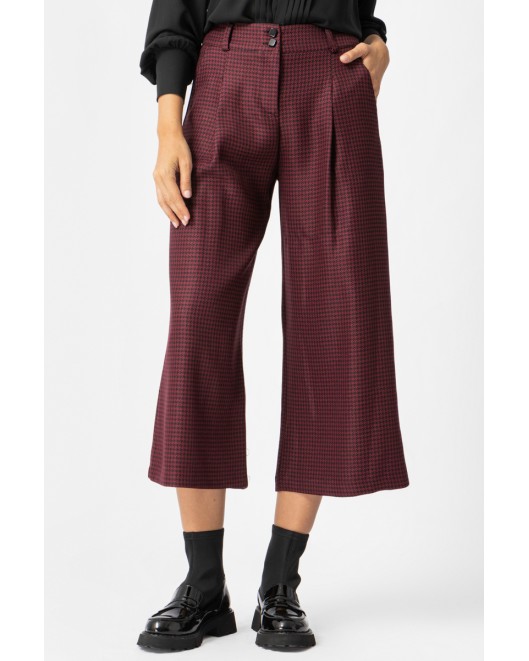 Trousers Pied de Poule Bordeaux STRAIGHT LINE
